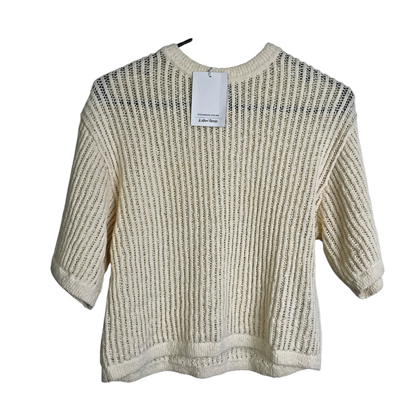 Stockholm Atelier & Other Stories Knit Top Womens XS Cream Pullover Short Sleeve - Picture 1 of 11